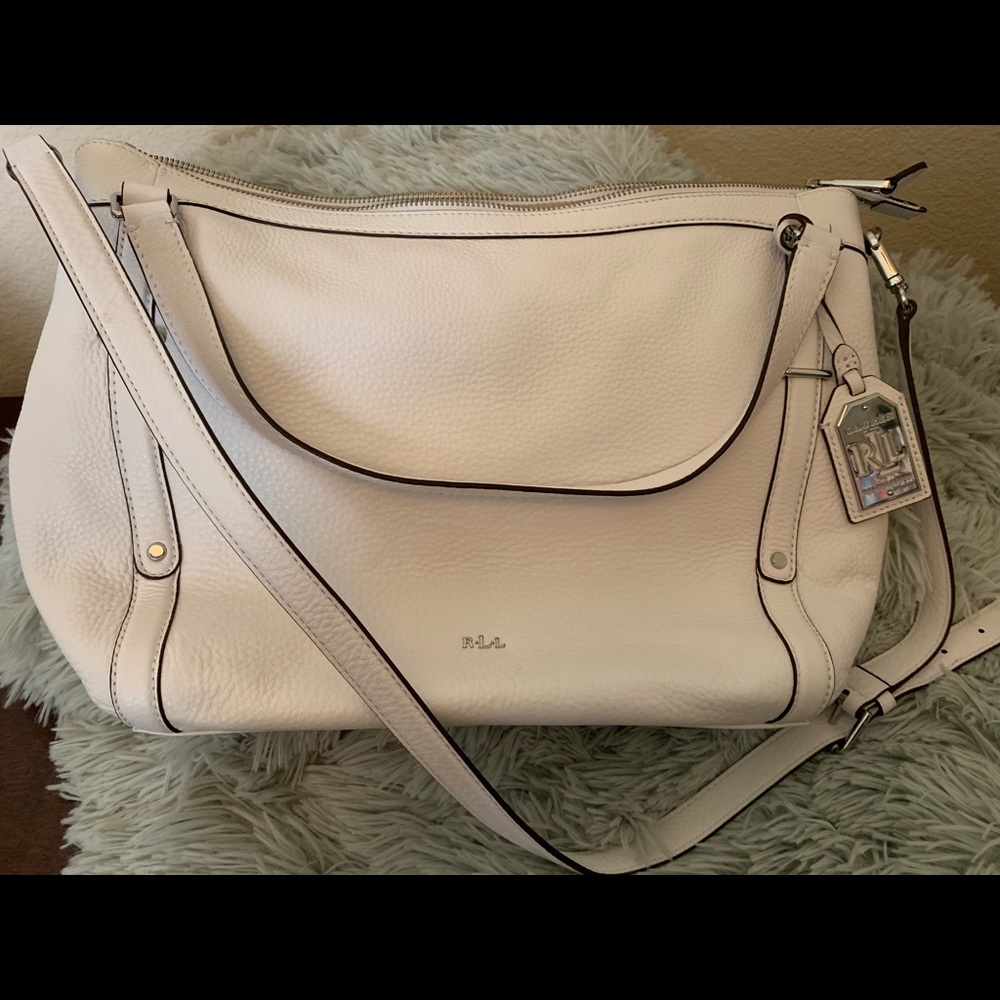 Ralph Lauren White Leather Tote Bag